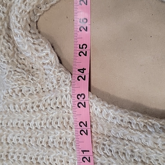 Essentials by Full Tilt Oatmeal Colored Button Front Loose Knit Cardigan Sweater - Picture 7 of 12